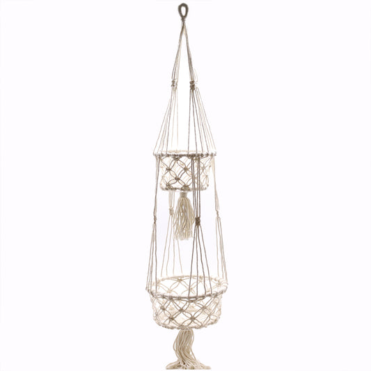 Double Macrame Pot Holder - Stylish Hanging Plant Holder for Home
