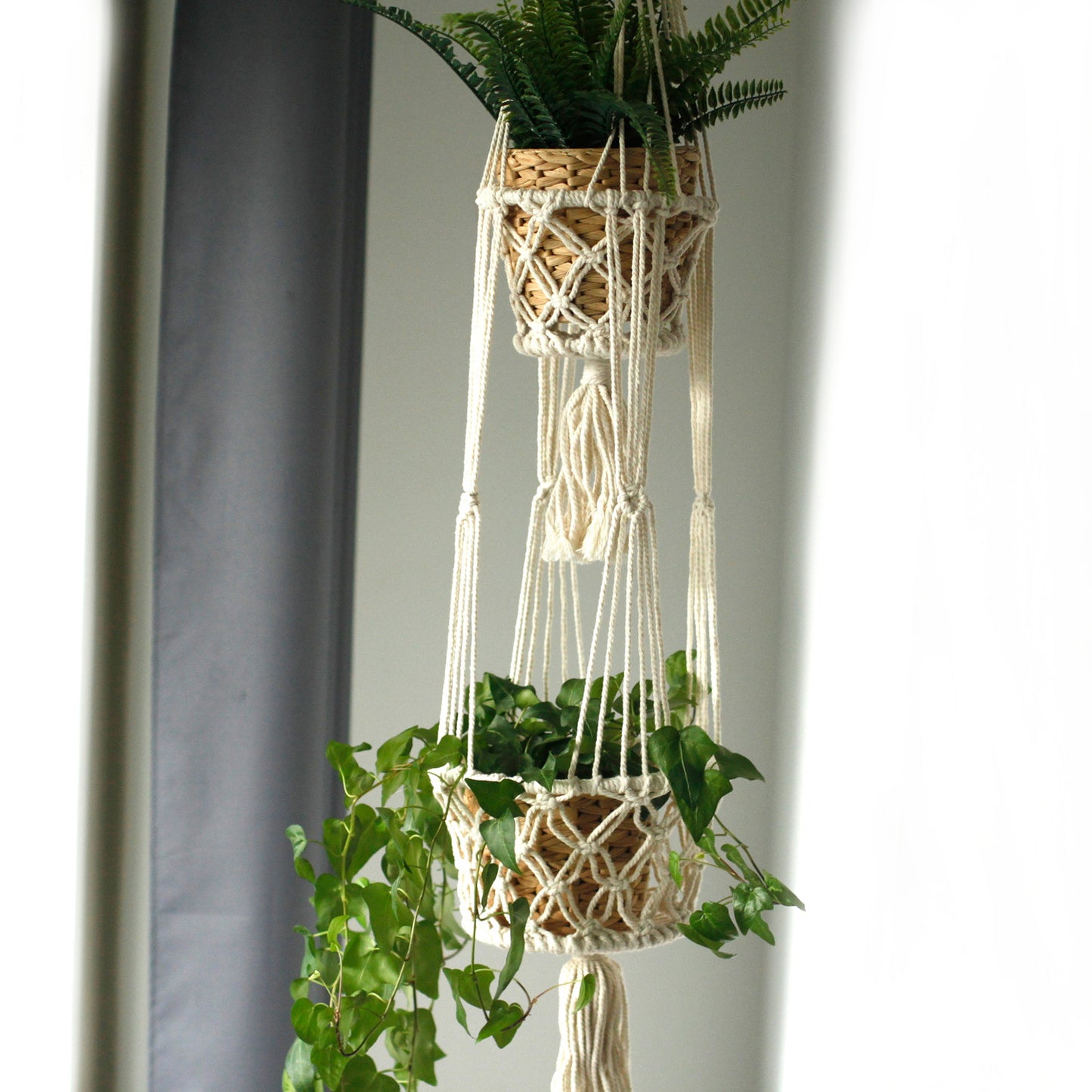 Double Macrame Pot Holder - Stylish Hanging Plant Holder for Home