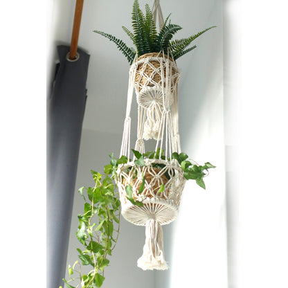 Double Macrame Pot Holder - Stylish Hanging Plant Holder for Home