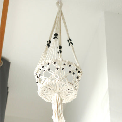 Large Beaded Macrame Pot Holder - Stylish Plant Hanger for Home