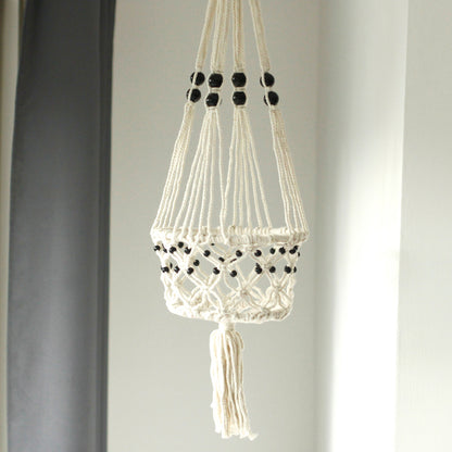 Large Beaded Macrame Pot Holder - Stylish Plant Hanger for Home
