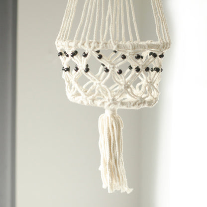 Large Beaded Macrame Pot Holder - Stylish Plant Hanger for Home