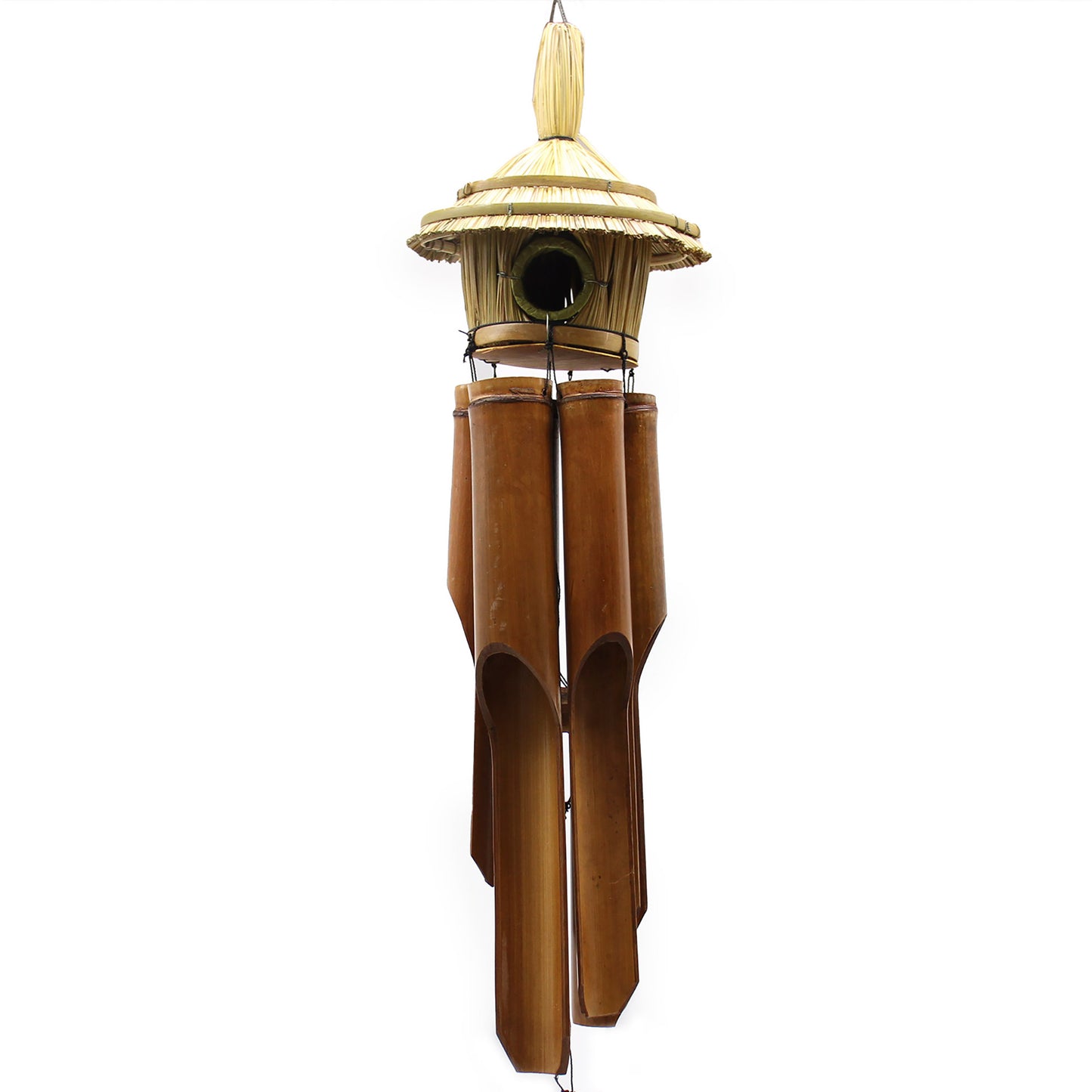 Large Round Seagrass Bird Box with Chimes 56x20cm – Eco Garden Decor