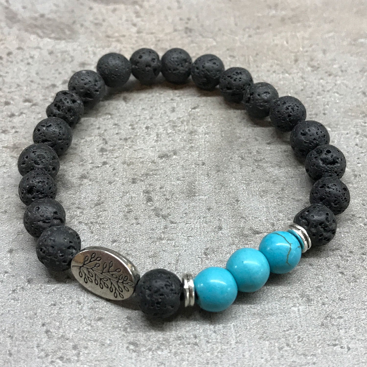 Leaf Turquoise Lava Stone Bracelet