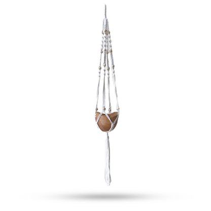Natural Macrame Beaded Pot Holder – 1 Meter Hanging Planter