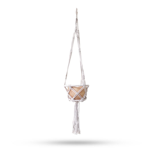 Natural Macrame Hoop Plant Holder – 16cm Small Hanging Pot