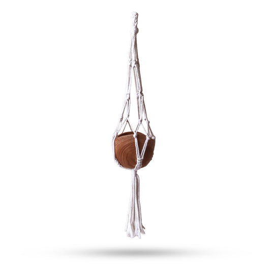 Natural Macrame Plant Hanger – 75cm Small Hanging Pot Holder