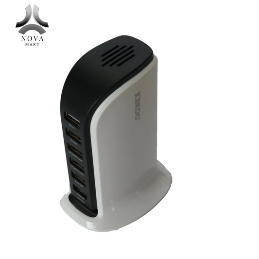 6-Port USB Charging Station White - Multi Device Desktop Charger Hub