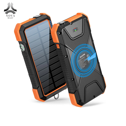 BLAVOR Solar Power Bank, PD18W QC3.0 Fast Charging 10W Wireless Charger 20000Mah