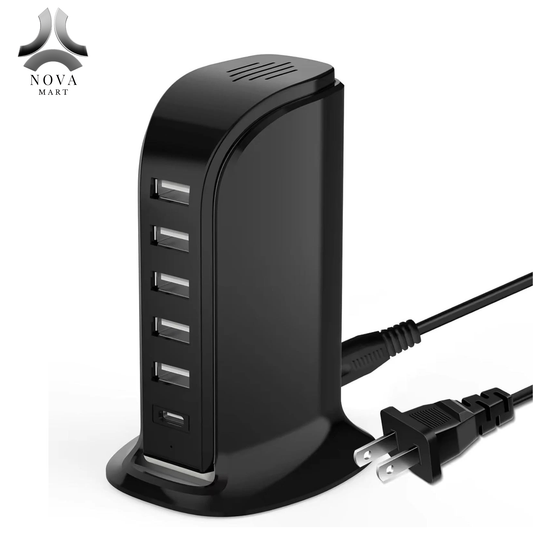 USB Charging Station for Multiple Devices, Multiport Charger Tower, USB-C Port S