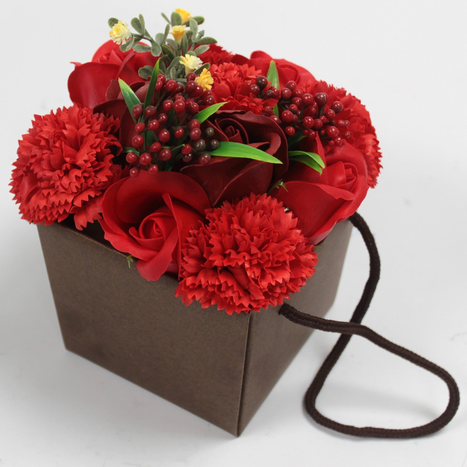 Red Rose and Carnation Soap Flower Bouquet 