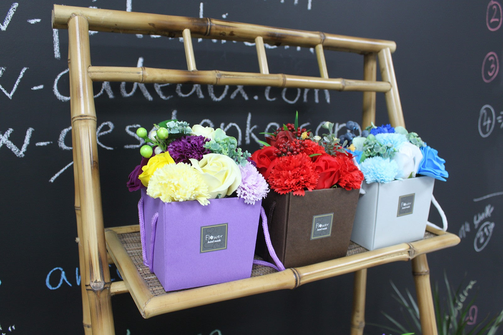 Red Rose and Carnation Soap Flower Bouquet 
