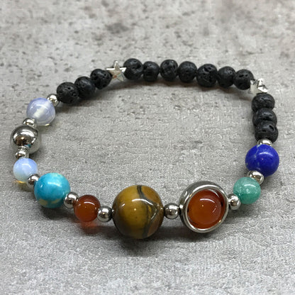 Silver Solar System Lava Stone Bracelet - UK Free Delivery Nova Mart