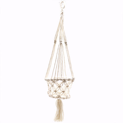 Small Single Macrame Pot Holder - Elegant Plant Hanger for Home