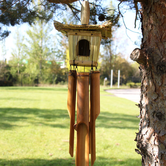Square Seagrass Bird Box with Chimes 49x15cm – Eco Garden Decor