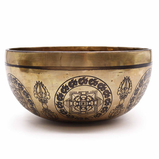 Tibetan Healing Bowl 21cm - 5 Buddhas Engraved | UK Free Delivery