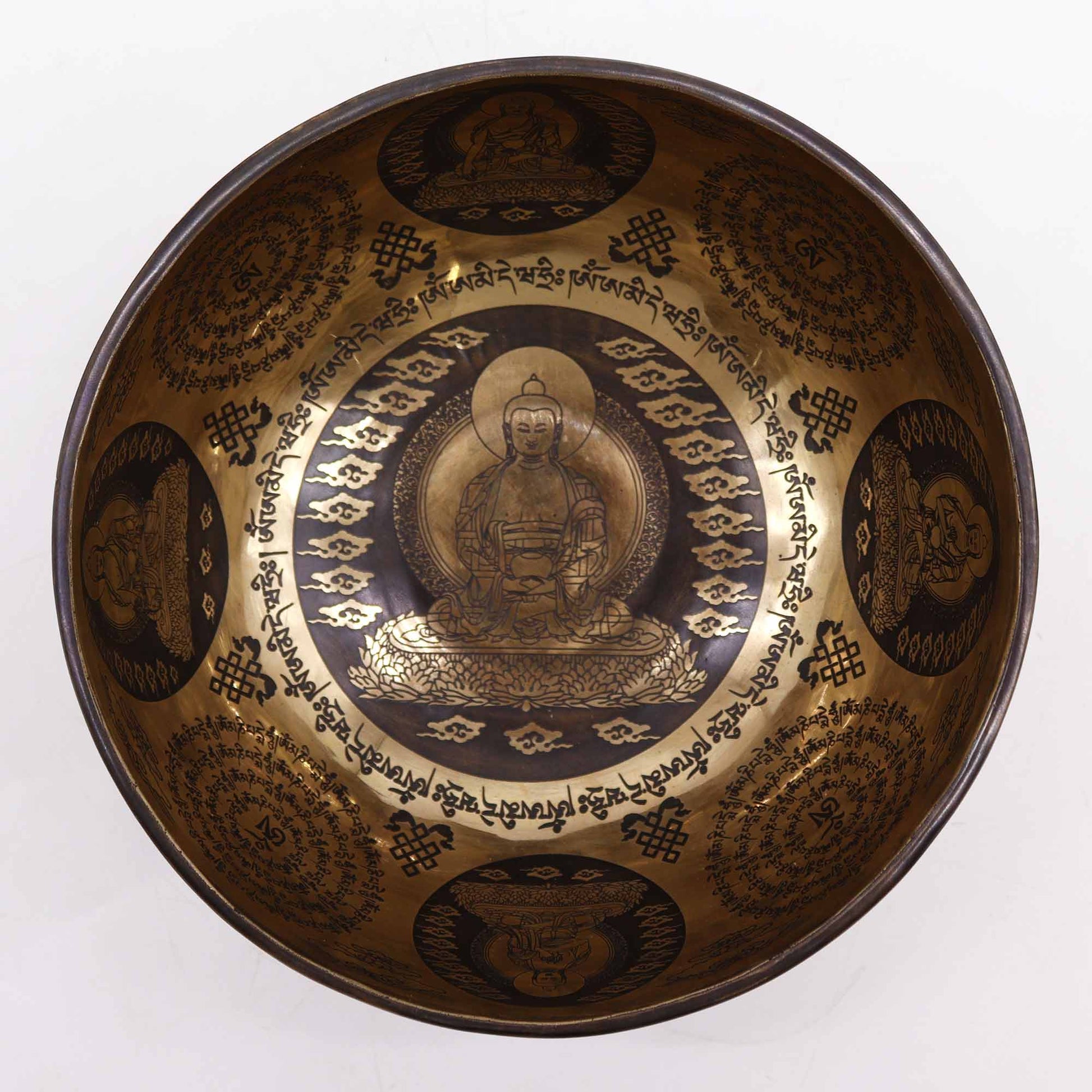 Tibetan Healing Bowl 21cm - 5 Buddhas Engraved | UK Free Delivery