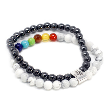 White Howlite Chakra Magnetic Gemstone Bracelet