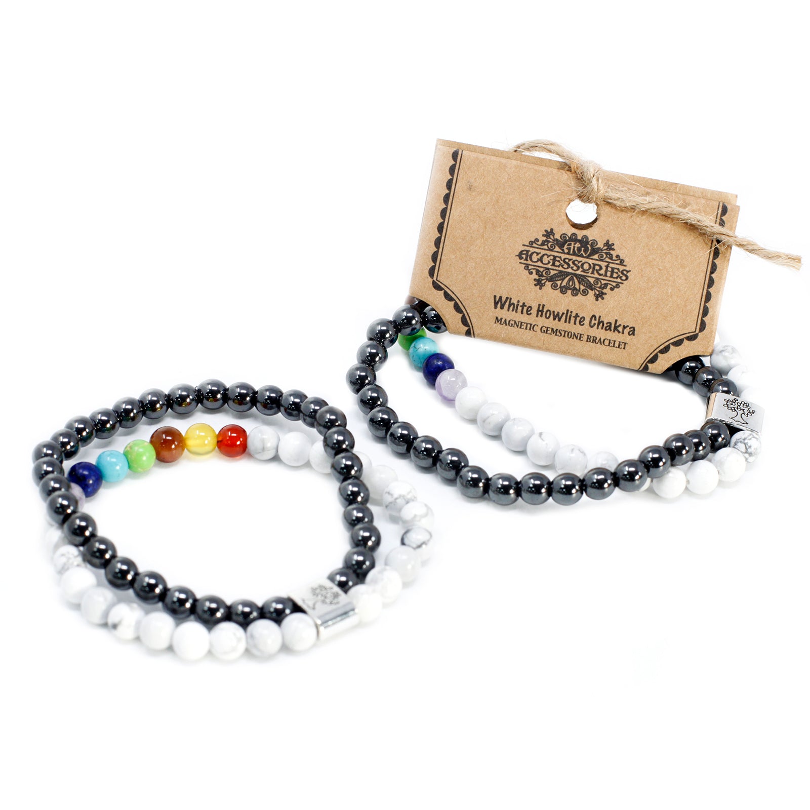 White Howlite Chakra Magnetic Gemstone Bracelet