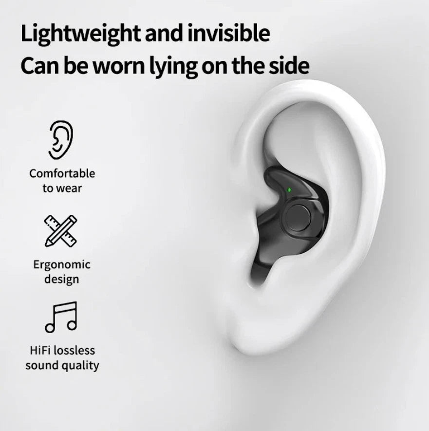 Wireless Bluetooth Earbuds Invisible Sleep Earphones Noise Canceling TWS