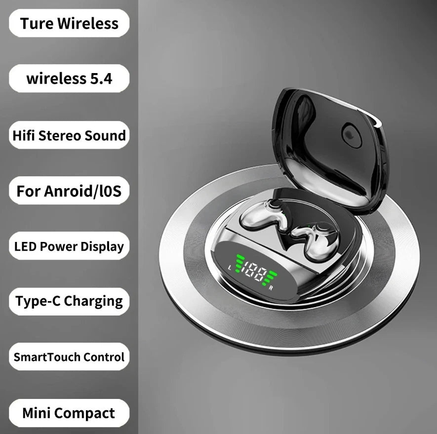 Wireless Bluetooth Earbuds Invisible Sleep Earphones Noise Canceling TWS
