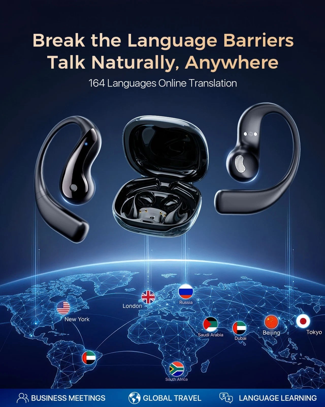 AI Language Translation Earbuds Real Time 3-in-1 Translator Earbuds