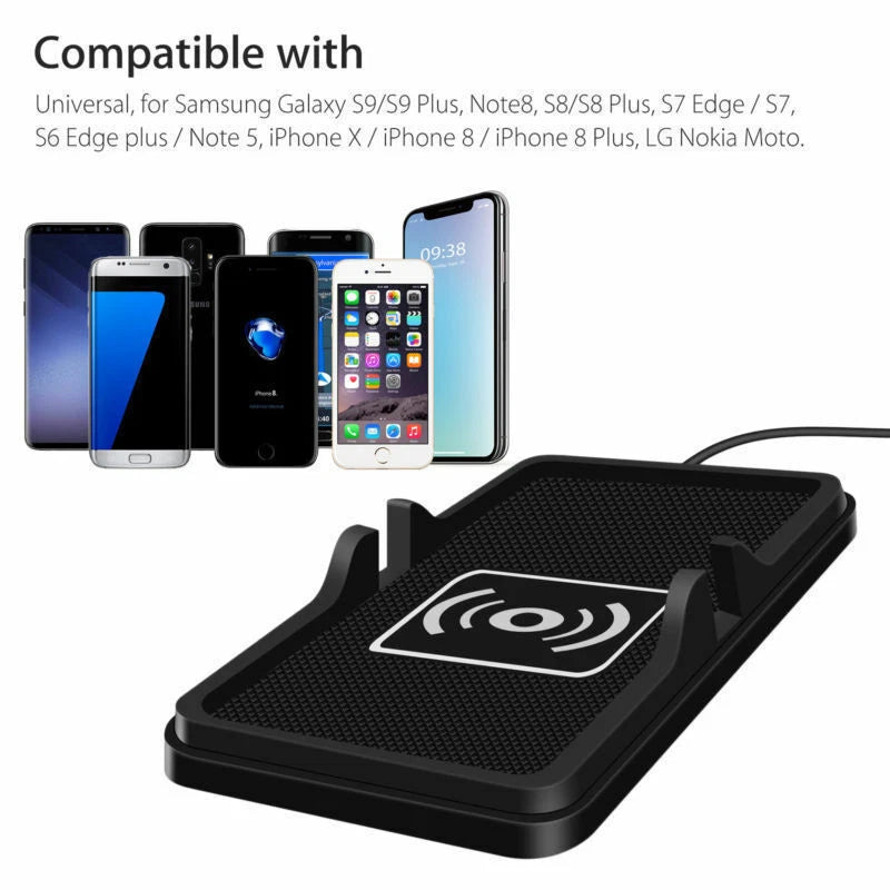Wireless Charger Car Dashboard Phone Holder Mat For iPhone 13 14 Samsung S21 S23