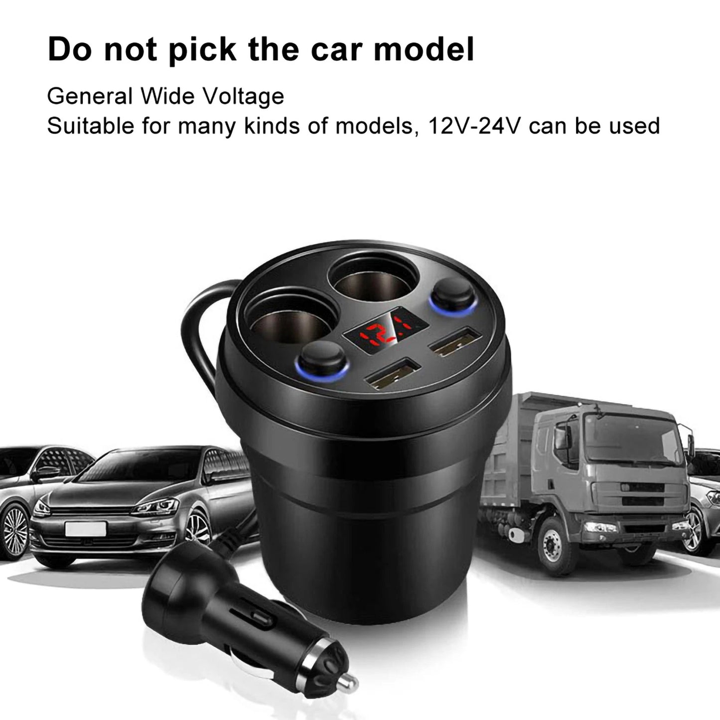 Cup Car Charger Dual USB Car Wireless Charger Universal Cell Phone Holder