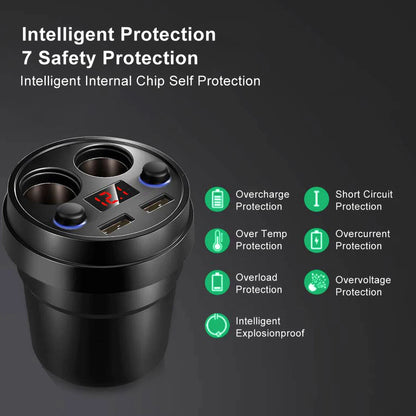 Cup Car Charger Dual USB Car Wireless Charger Universal Cell Phone Holder