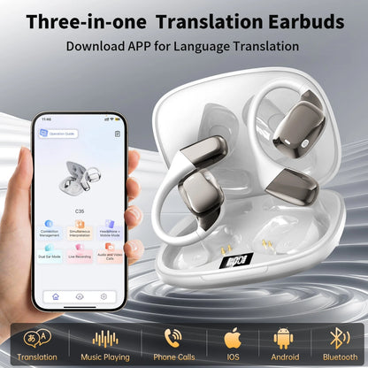 Real Time AI Translator Earbuds | 144 Language Translation Headphones for Travel
