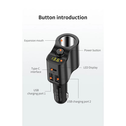 80W car cigarette lighter socket Splitter Car Charger Adapter USB C Type PD port