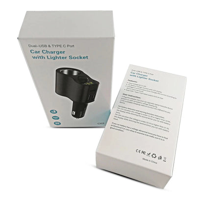 80W car cigarette lighter socket Splitter Car Charger Adapter USB C Type PD port