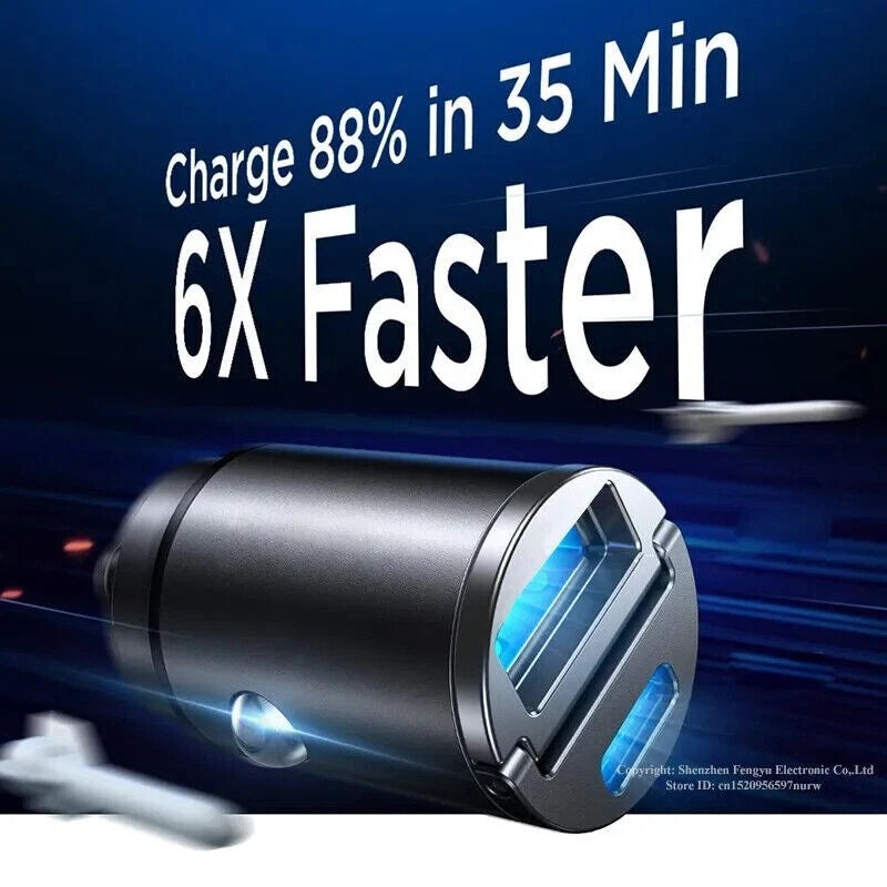 100W Super Fast Phone Car Charger Adapter USB Type C For iPhone Samsung Android
