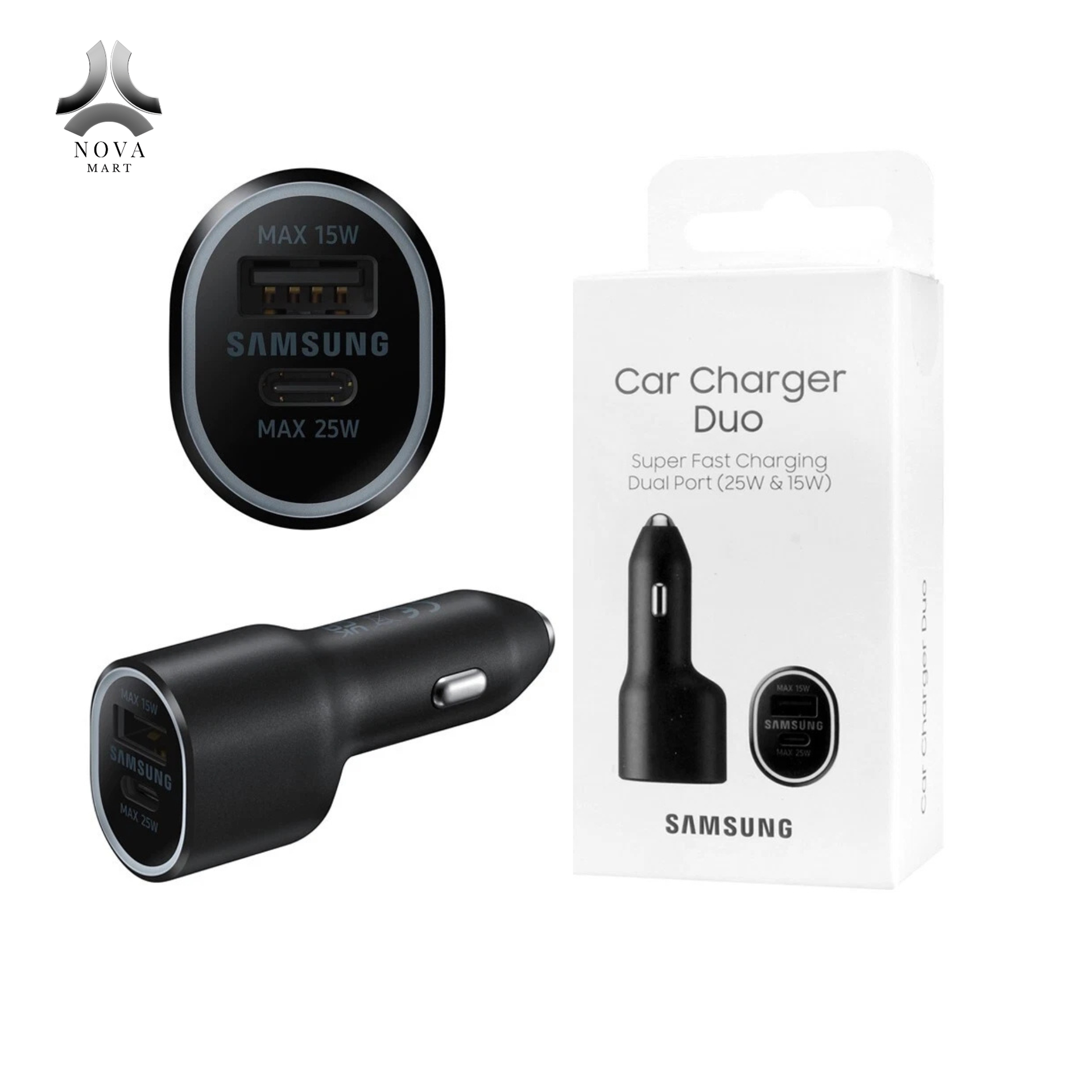 Genuine Samsung Car Charger Duo USB/Type-C For Galaxy S8 S9 S10 S20 S21 S22 S23
